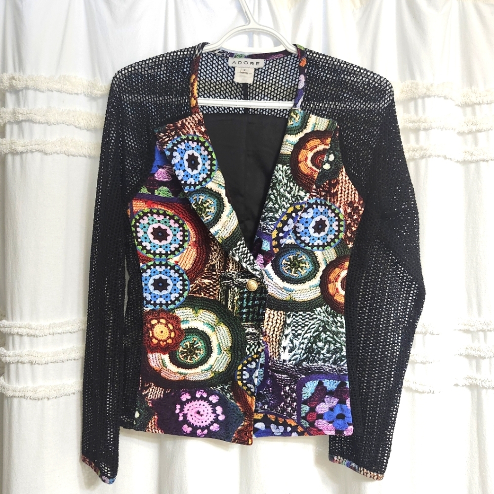 Adore Multicolor Artistic Blazer. Size Small.
